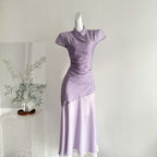 Zhiju's new Chinese style retro stand-up collar cheongsam beautiful patchwork dress R2183