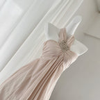 Holiday dress 2025 new style pink halter neck long dress R2071