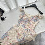 Summer gentle slim fit floral irregular long skirt R2122