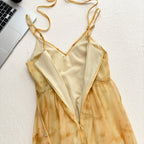 French style gradient suspender dress seaside holiday style long skirt R2104