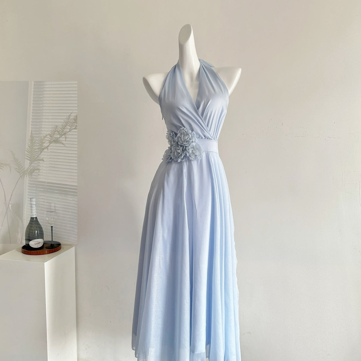 Halter Neck Fairy Flower Multi-Panel Dress Holiday Dress R2064