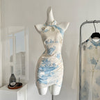 Fallen Flowers for Faith 2025 Temperament Ancient Style Printed Fairy Dress R2069