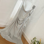 French atmosphere gentle and beautiful dress sexy acetate satin suspender dress R2184