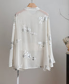 Nanyang noblewoman 2025 new silver sequin embroidered cape top + embroidered skirt set R2012
