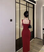 Retro suspender dress, sexy temperament, waist and hip-hugging dress skirt R1451
