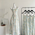 Monet Garden French suspenders floral summer new long skirt travel clothes R2117