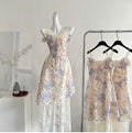 Summer gentle slim fit floral irregular long skirt R2122