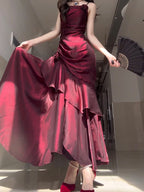 French fishtail evening dress lolita adult ceremony high-end dinner suspender skirt R1671