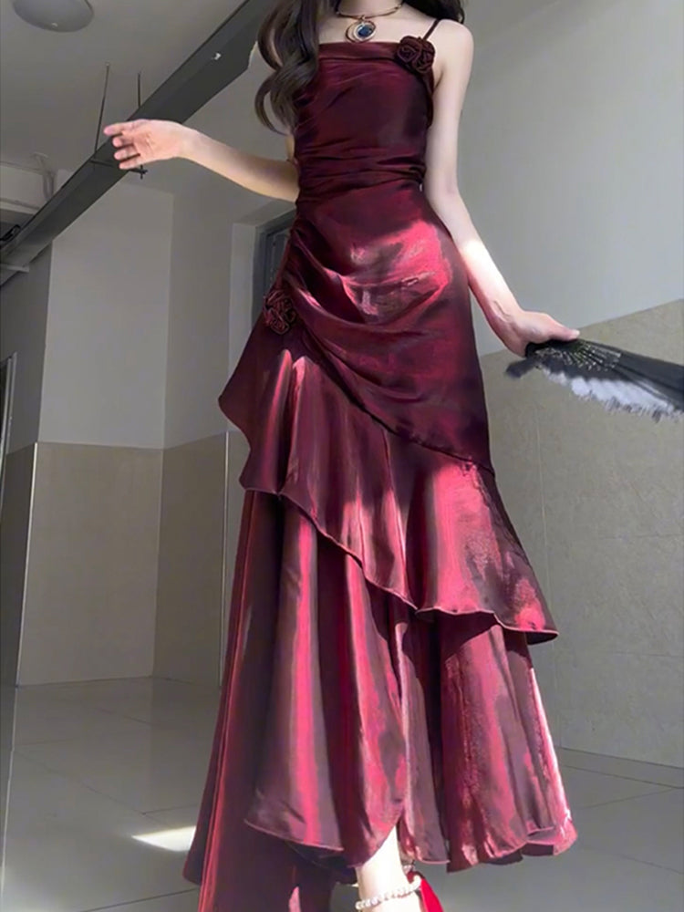 French fishtail evening dress lolita adult ceremony high-end dinner suspender skirt R1671