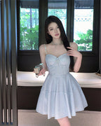 Sequined suspender dress sexy high waist slim V-neck temperament party dress R1494