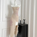 Hot diamond tube top dress design temperament slit hip long skirt R2038