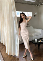 French halter dress slim fit temperament sleeveless suspenders pure desire hip skirt R1457