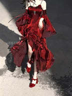 Red rose dress lolita fishtail skirt Lolita elegant goddess royal sister R1662
