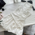 Rose niche flower pure desire halter neck top flower bud pants two-piece set R2024