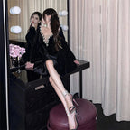 Birthday party dress high-end niche temperament sexy v-neck dress R1787