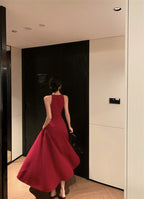 Burgundy halter neck dress French style suspender dress high-end dress R1454