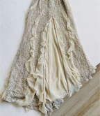 Vintage Sequin Beaded Long Evening Prom Dress Slit Ruffles Party Gown cc2044