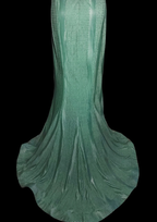 Sexy V Neck Green Satin Beaded Mermaid Party Gown Backless Long Prom Dress SP442