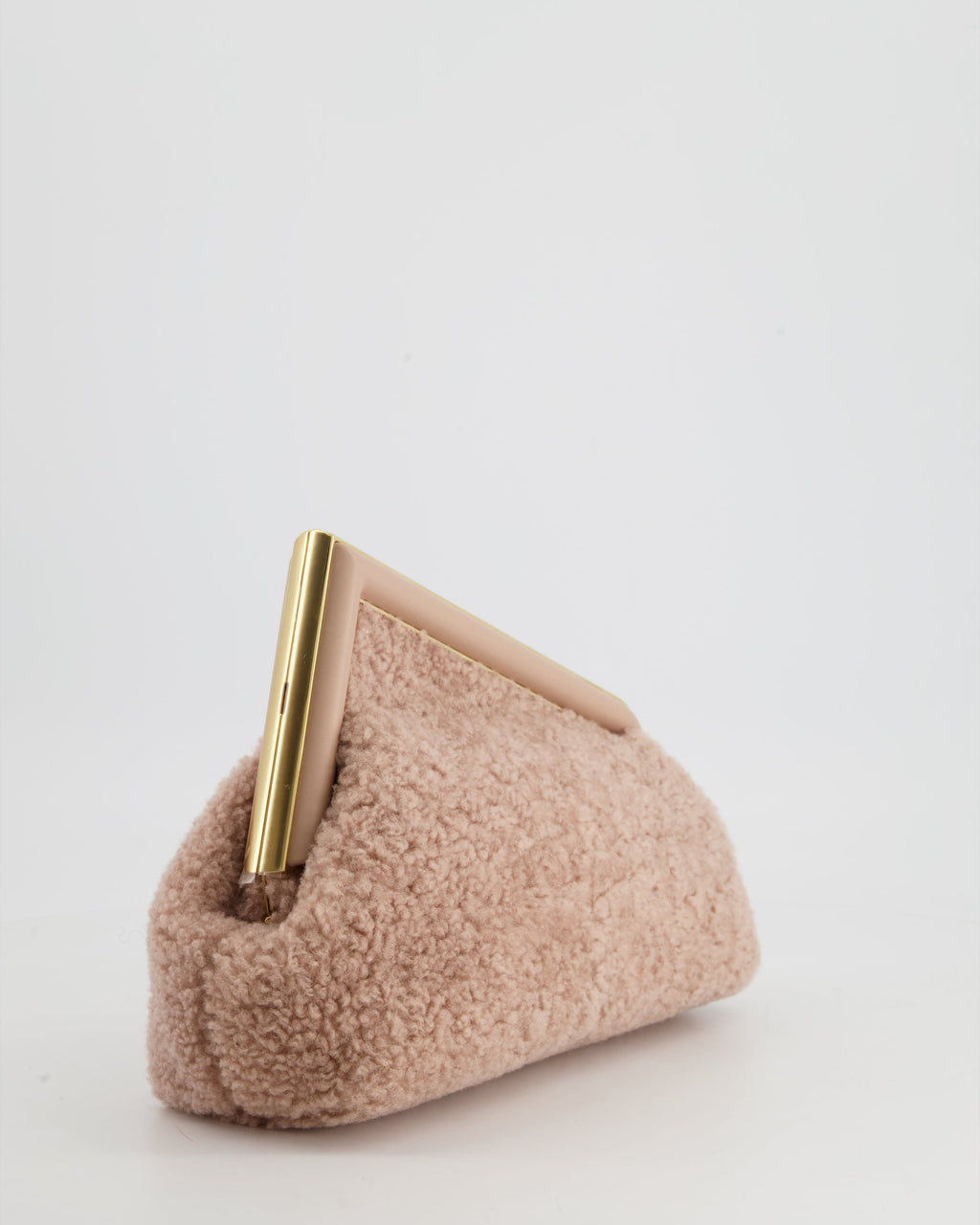 Fendi First Small Dusty Pink Sheepskin Bag with Gold Hardware