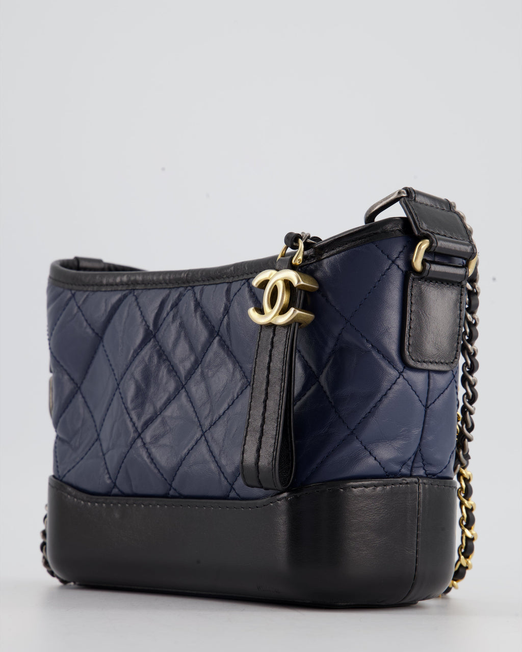 *FIRE PRICE* Chanel Blue & Black Small Gabrielle Bag in Lambskin Leather with Mixed Hardware