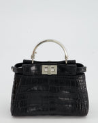 *FIRE PRICE* Fendi Black Exotic Micro Mini Peekaboo Bag with Silver Hardware