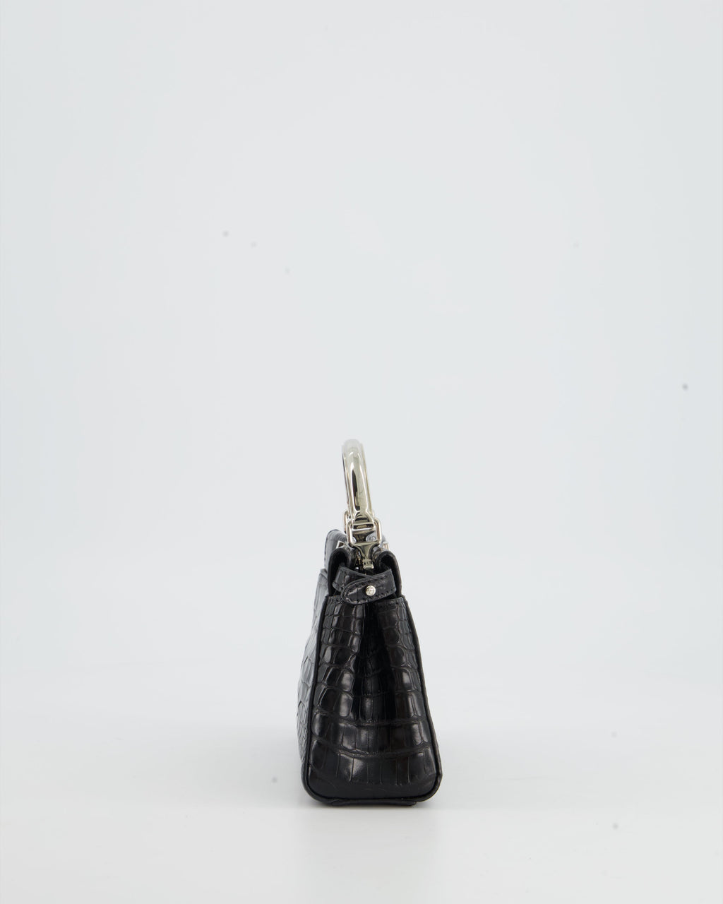 *FIRE PRICE* Fendi Black Exotic Micro Mini Peekaboo Bag with Silver Hardware