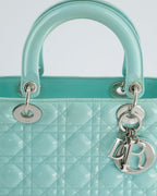 Christian Dior Tiffany Blue Medium Lady Dior Bag Patent with Silver Hardware RRP £5300