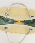 Chanel Yellow Raffia Small Deauville Tote Bag with Silver Hardware