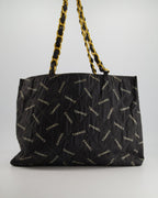 *RARE* Chanel Vintage Black Bag in Quilted Canvas Logo Print with Gold Hardware