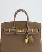 *RARE* Hermès Birkin 25cm Retourne Bag in Etoupe Togo Leather with Gold Hardware