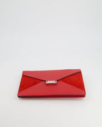 Céline Red Leather and Suede Envelope Pouch Bag with Silver Hardware