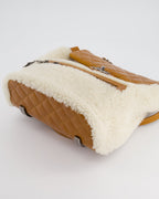 Chanel Cream and Caramel Shearling and Calfskin Leather Backpack with Ruthenium Hardware and Charm Zips