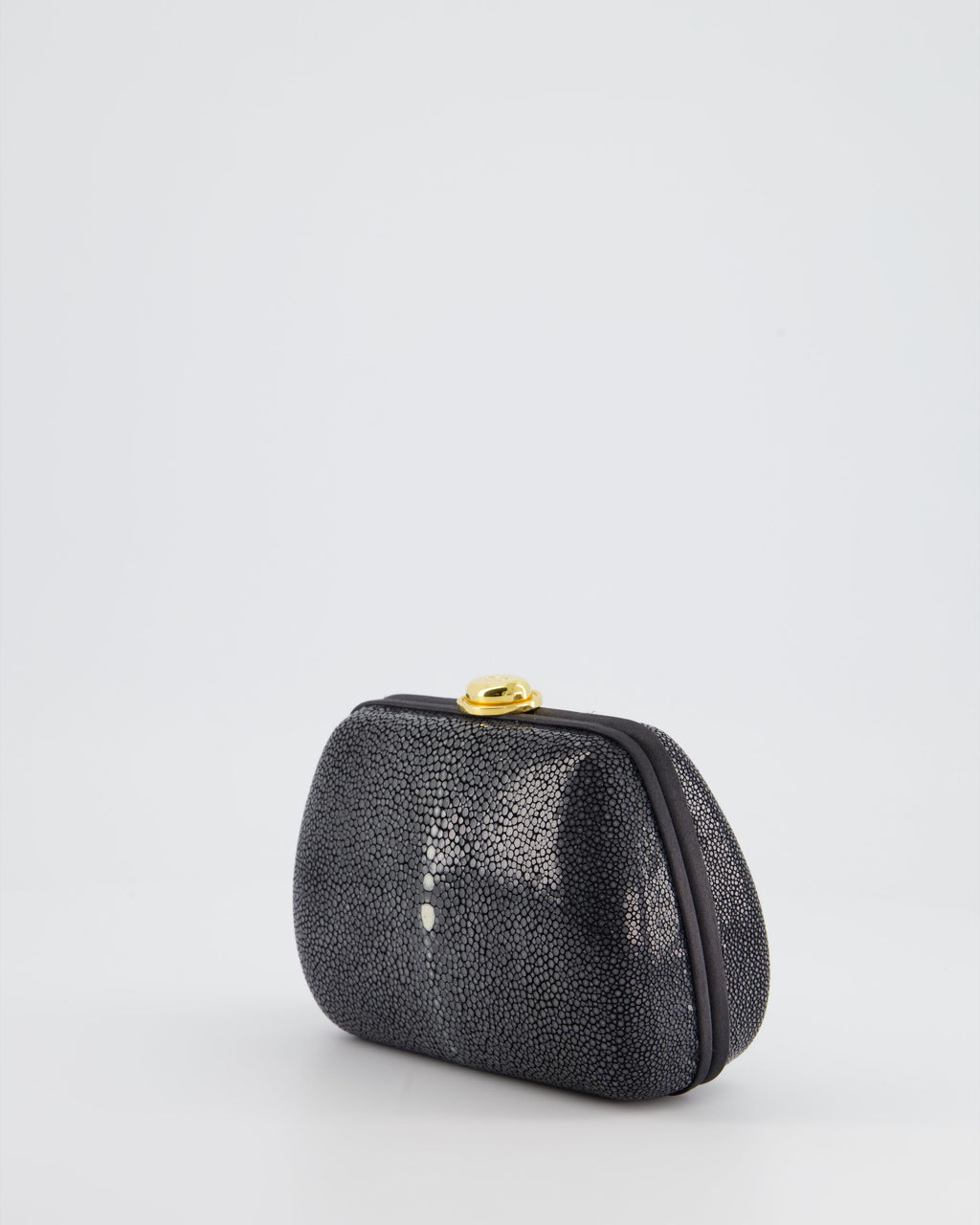 Christian Dior Vintage Grey and White Stingray Small Clutch Bag with Gold Chain