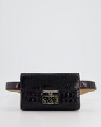 Ralph & Russo Black Croc Belt Bag with Gunmetal Hardware