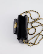 *HOT & RARE* Chanel Black Nano Kelly Shopping Bag in Calfskin Leather with Brushed Antique Gold Hardware