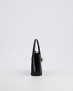 *HOT & RARE* Chanel Black Nano Kelly Shopping Bag in Calfskin Leather with Brushed Antique Gold Hardware