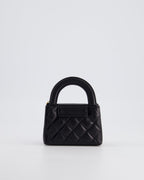 *HOT & RARE* Chanel Black Nano Kelly Shopping Bag in Calfskin Leather with Brushed Antique Gold Hardware