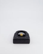 *HOT & RARE* Chanel Black Nano Kelly Shopping Bag in Calfskin Leather with Brushed Antique Gold Hardware