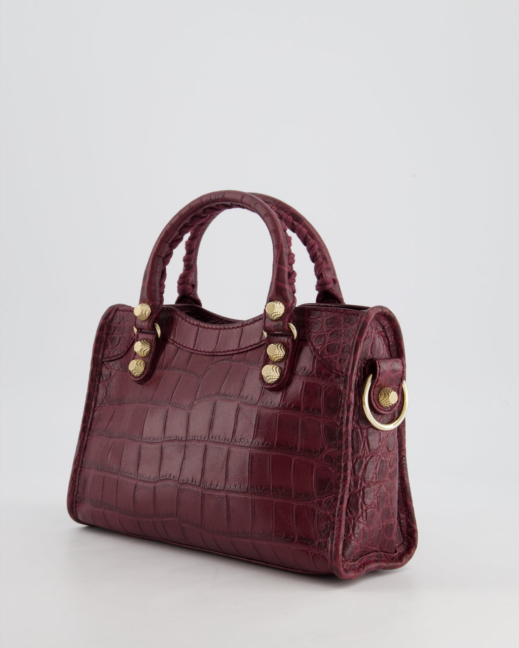 *RARE* Balenciaga Purple Mini City Bag in Alligator Leather with Gold Hardware