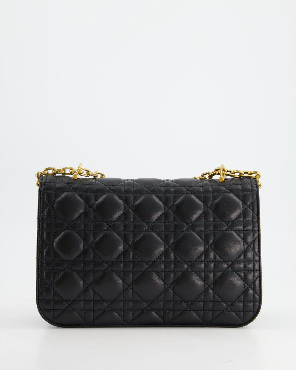 Christian Dior Black Leather Dior Addict Flap Bag with Antique Gold Hardware