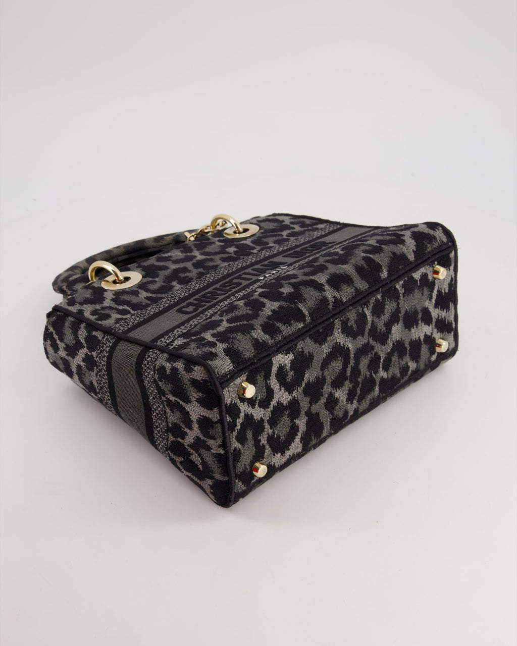 Christian Dior Medium Lady D-Lite in Grey & Black Mizza Embroidery with Champagne Gold Hardware RRP £3700