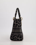 Christian Dior Medium Lady D-Lite in Grey & Black Mizza Embroidery with Champagne Gold Hardware RRP £3700