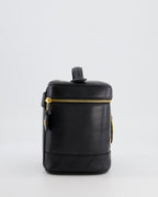 Chanel Vintage Black Lambskin Leather Embroidered Vanity Bag with 24K Gold Hardware