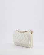 *HOT* Chanel Pearlescent Off-White Wallet on Chain Bag in Calfskin Leather with Champagne Gold Hardware
