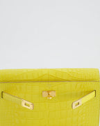 *RARE* Hermès Kelly To Go Bag in Jaune Mimosa Alligator Mississippiensis Leather with Gold Hardware