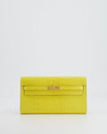 *RARE* Hermès Kelly To Go Bag in Jaune Mimosa Alligator Mississippiensis Leather with Gold Hardware