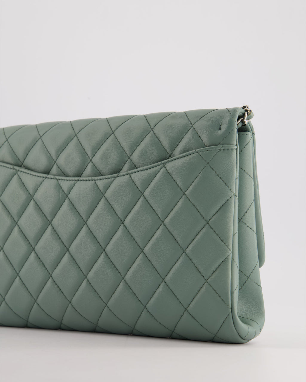 Chanel Cloudy Grey Timeless Clutch on Chain in Lambskin Leather with Silver Hardware