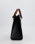 Gucci Black Diana Medium Tote Leather Bag with Shiny Antique Gold Hardware & Bamboo Handle RRP £3,170
