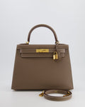 Hermès Kelly Sellier Bag 28cm in Etoupe Epsom Leather with Gold Hardware