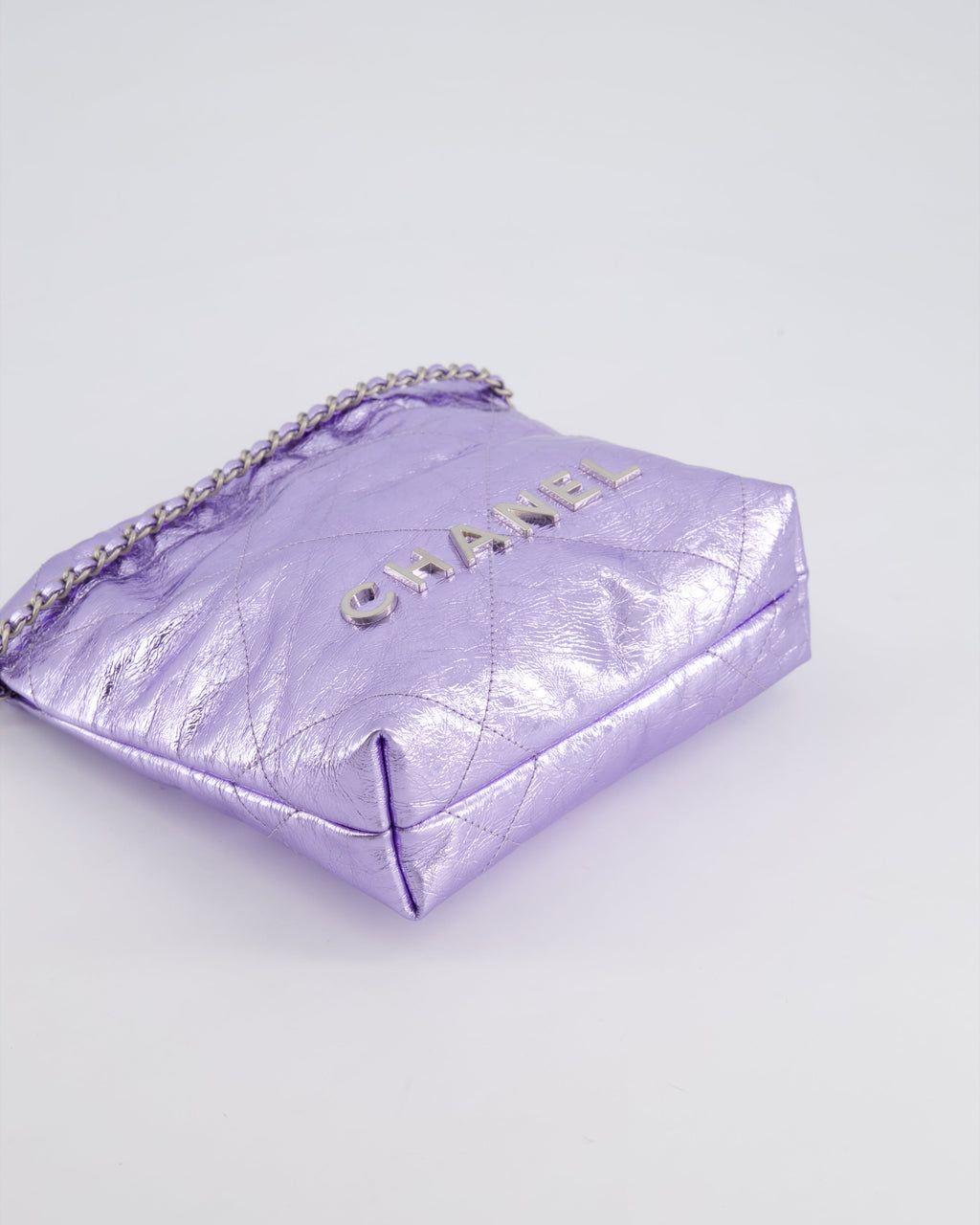 *RARE* Chanel Mini 22 Bag in Metallic Lilac Aged Shiny Calfskin with Brushed Silver Hardware